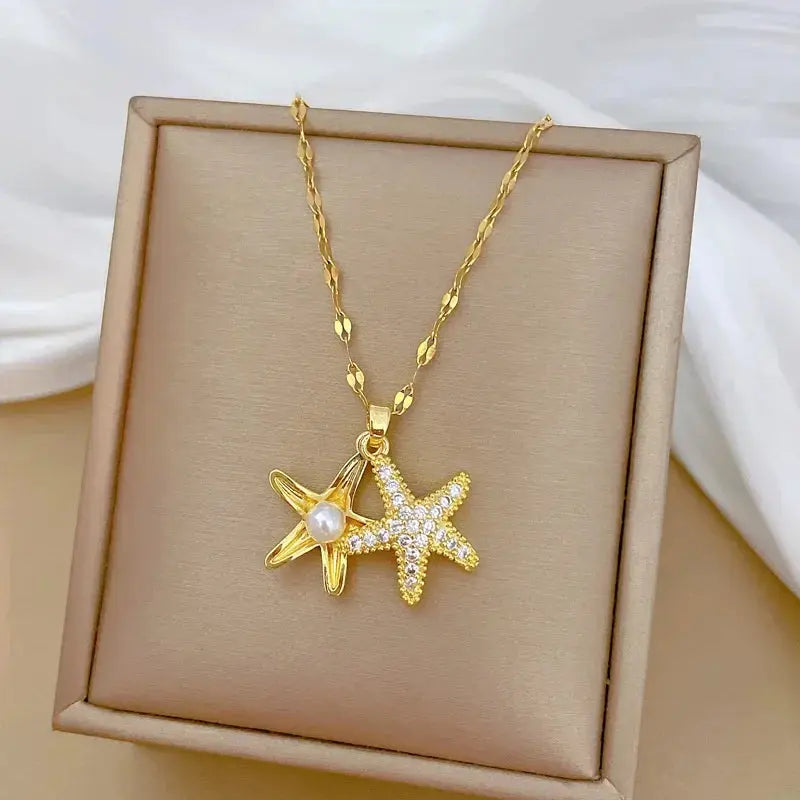 Fashionable and Luxurious Peach Heart Pearl Oyster Necklace, Personalized and Versatile Stainless Steel Clavicle Chain Smart_Life_Tech