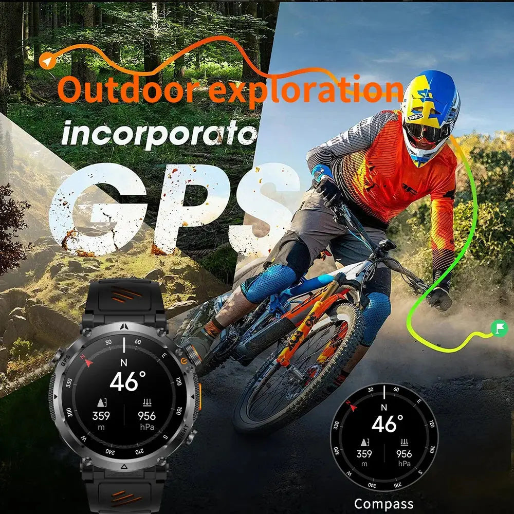 2026 New Military GPS Sports Smart Watch Men Compass 3ATM Waterproof Swim Fitness Tracker AMOLED HD SmartWatches 580Mah Battery Smart_Life_Tech