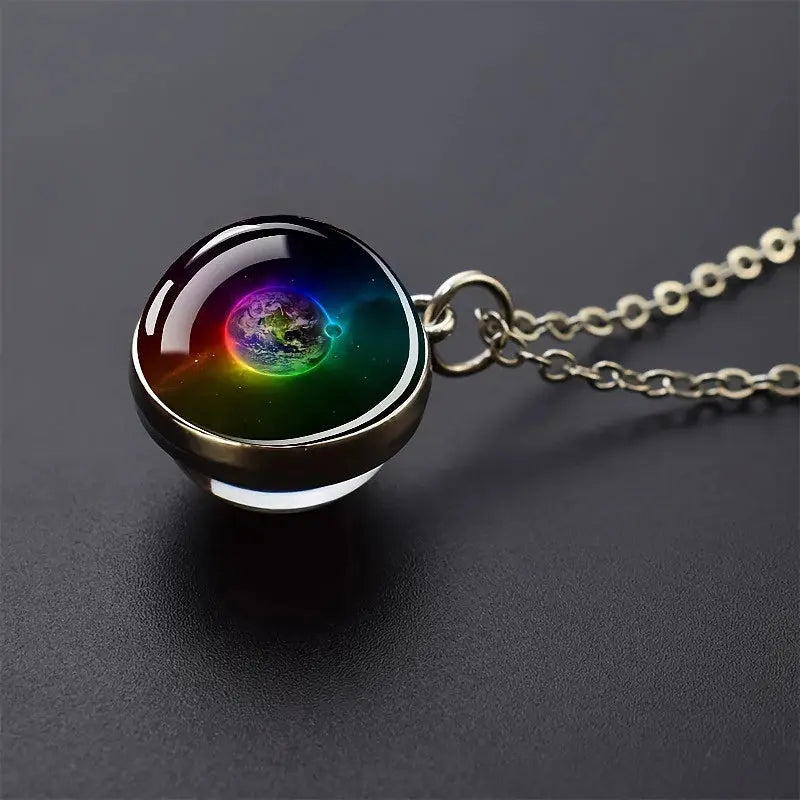 Funny Solar System Planet Necklace Moon Earth Saturn Jupiter Glass Button Pendant Necklace Universe Nebula Space Jewelry Smart_Life_Tech