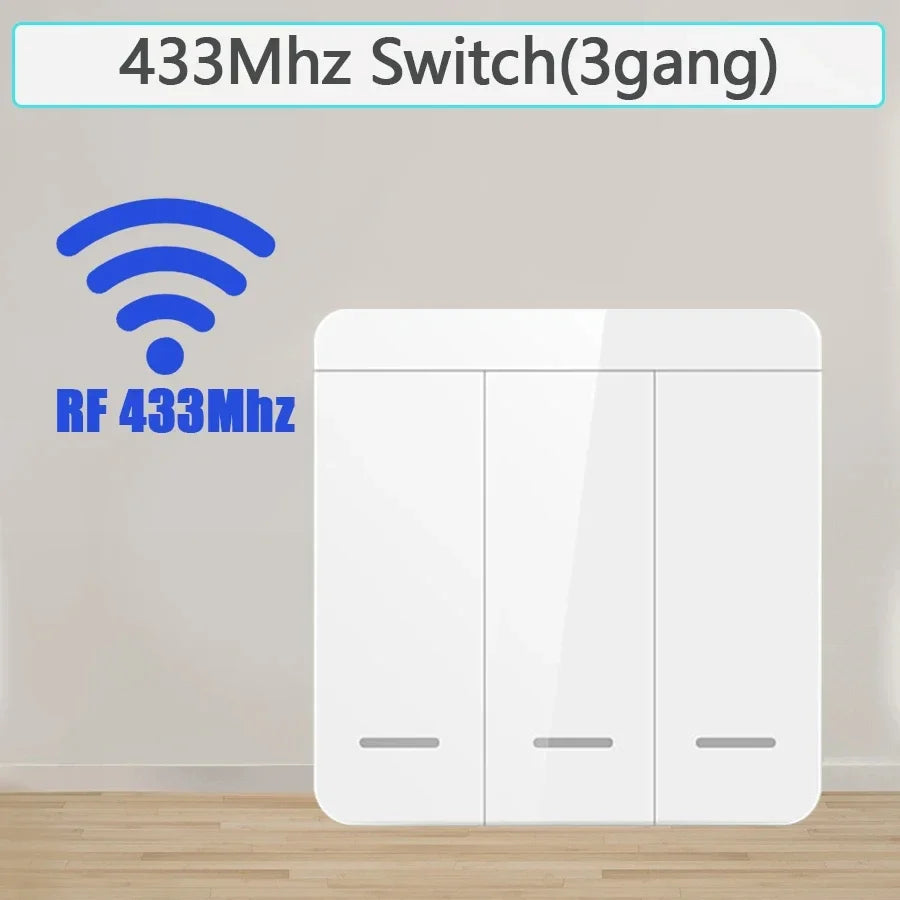 Wireless Smart Light Switch with 1/2/3 Gang RF 433MHz Remote Control Relay Receiver for Led Lamp AC 85-240V 10A DIY Module