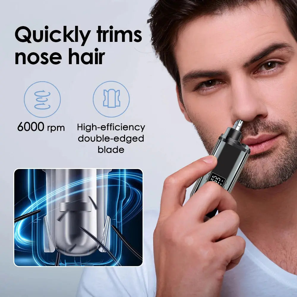 Electric Nose Hair Trimmer Rechargeable with Digital Display 6000 Rpm Mini Pocket Nose Ears Hair Shaving Eyebrow Trimmers Clippe Smart_Life_Tech