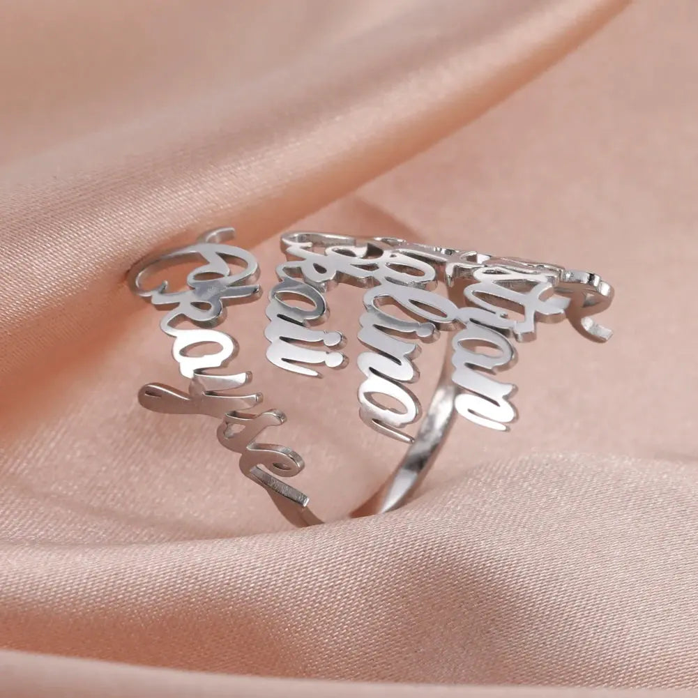 Custom Double First Name Finger Ring For Women Men Personalized Couple Family Gift Gold Color Stainless Steel Metal Jewelry Smart_Life_Tech