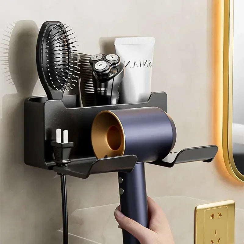 Hair Dryer Holder Wall Dryer Cradle Straightener Stand Hairdryer Organizer Box Toilet Blower Holder Shelf Bathroom Accessories Smart_Life_Tech