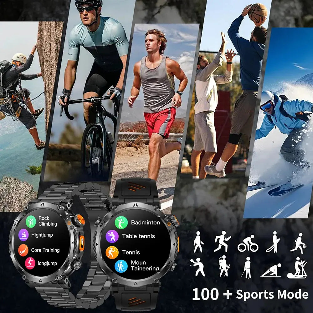 2026 New Military GPS Sports Smart Watch Men Compass 3ATM Waterproof Swim Fitness Tracker AMOLED HD SmartWatches 580Mah Battery Smart_Life_Tech