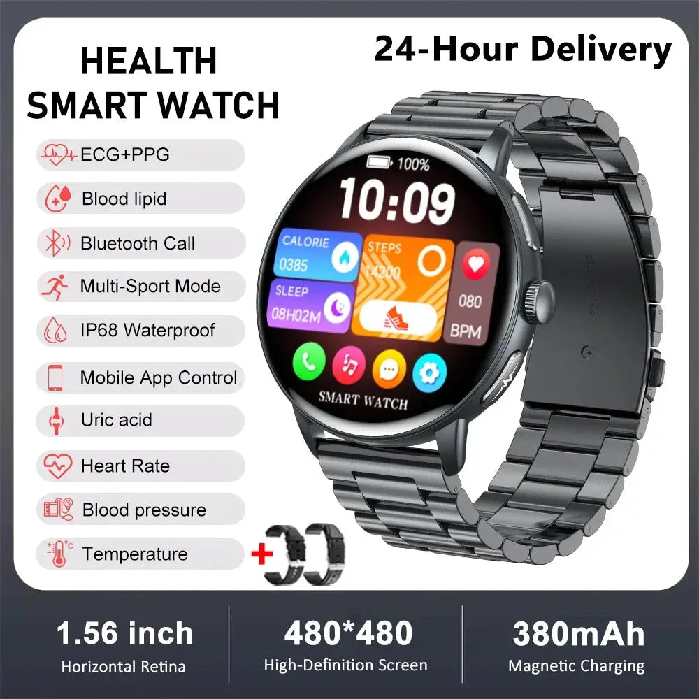 2026 New physical health Analysis Uric Acid Smart Watch Body Fat ECG+PPG BP Blood Oxygen HD Clock BT Call Smart Watch Men Women Smart_Life_Tech