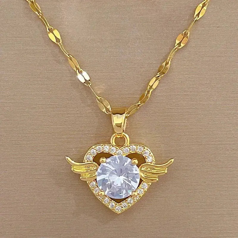 Fashionable and Luxurious Peach Heart Pearl Oyster Necklace, Personalized and Versatile Stainless Steel Clavicle Chain Smart_Life_Tech