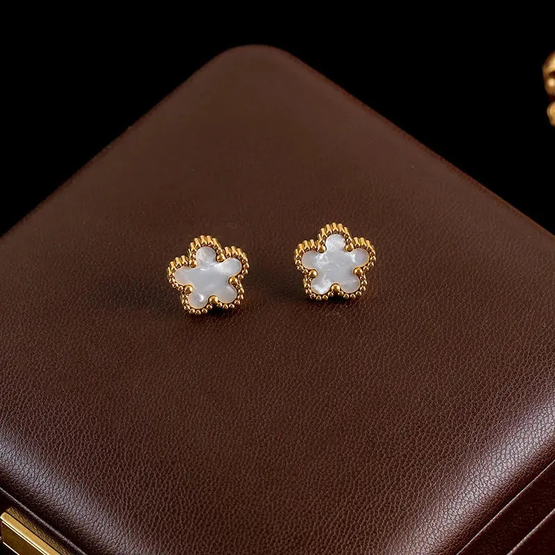 GANEMLY 316L Stainless Steel 4-Color Five Leaf Clover Flower Necklace Bracelet Earrings Set For Women New Waterproof Jewelry Smart_Life_Tech