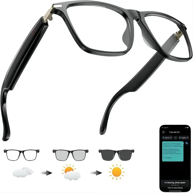 AI Translation Smart Glasses with photochromic lenses, support 160+ languages real-time translation Smart_Life_Tech