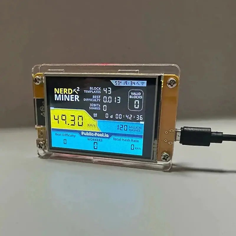 Brand New Nerdminer V3 2.8-Inch BTC Solo Lottery Nerd Miner Crypto Bitcoin Miner Solo Mining Machine SmartLifeTech