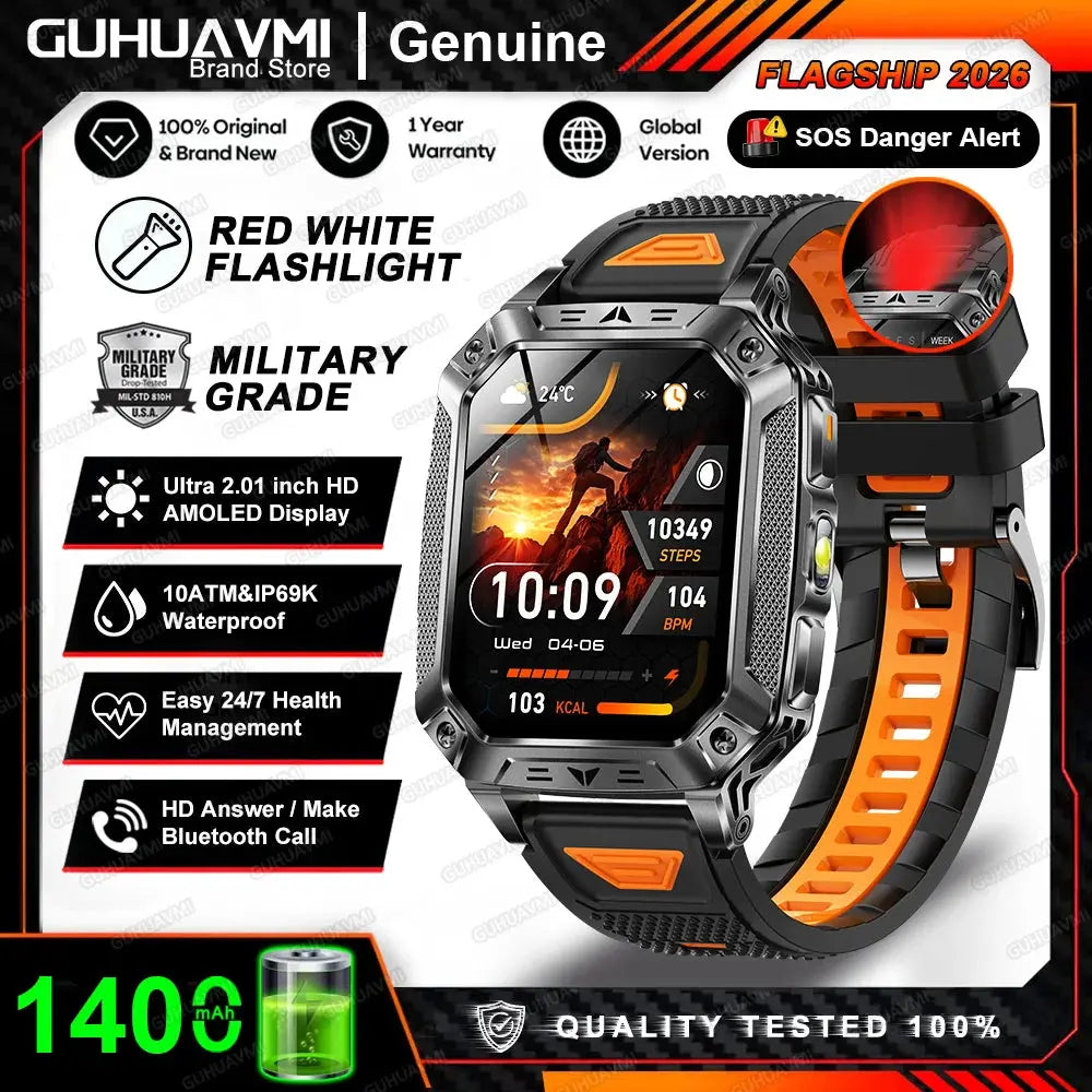 2026 New 1400mAh Big Battery Smart Watch Men Outdoor GPS Flashlight 10ATM Waterproof Bluetooth Call AMOLED HD Sports Smartwatch Smart_Life_Tech