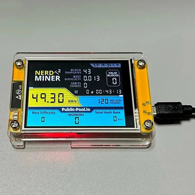 Brand New Nerdminer V3 2.8-Inch BTC Solo Lottery Nerd Miner Crypto Bitcoin Miner Solo Mining Machine SmartLifeTech