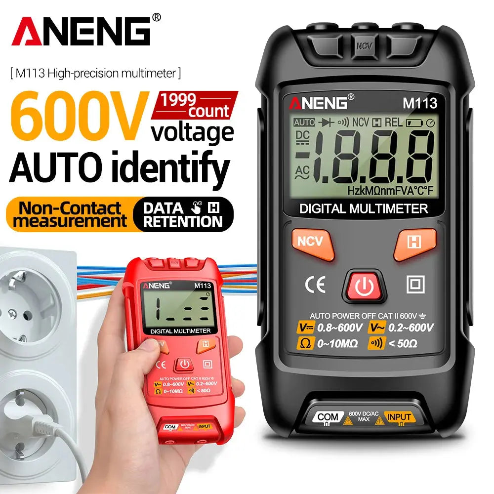 ANENG M113 Inteligent Multimeter 1999 Count Digital AC/DC Voltage Meter Ohm NCV Measuring Mini Instruments Electricity Test Tool Smart_Life_Tech