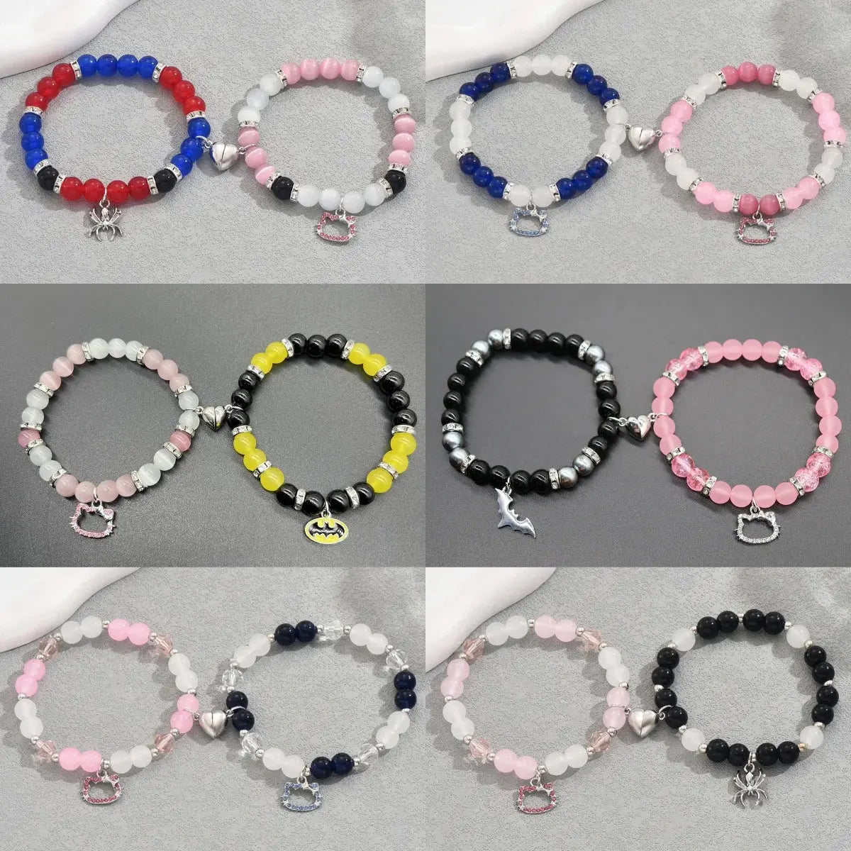 Bat Hello Cat Spider Friendship Bracelets Matching Bracelets for Couple Best Friends Bff Couple Bracelet Jewelry Gifts for Women Smart_Life_Tech