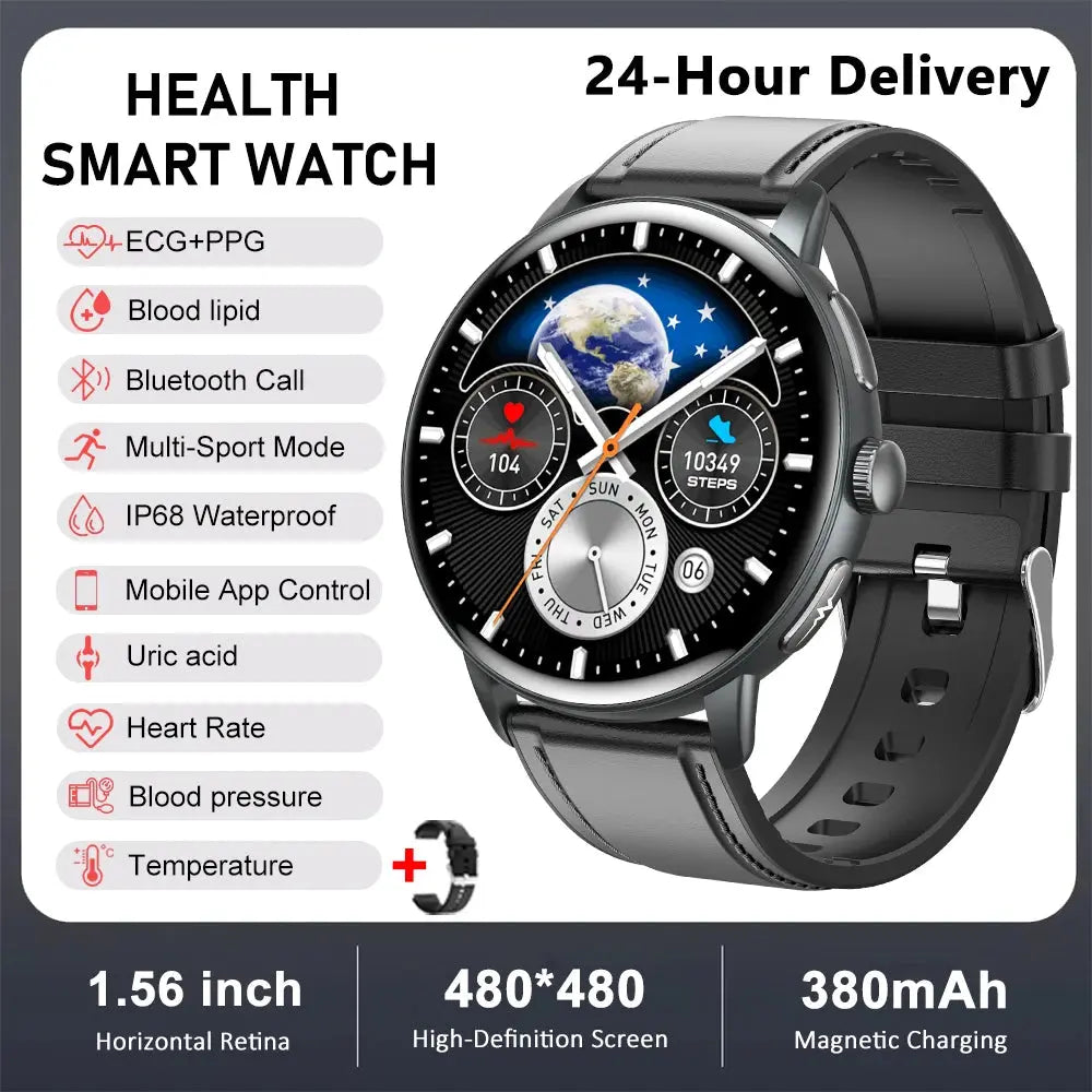 2026 New physical health Analysis Uric Acid Smart Watch Body Fat ECG+PPG BP Blood Oxygen HD Clock BT Call Smart Watch Men Women Smart_Life_Tech