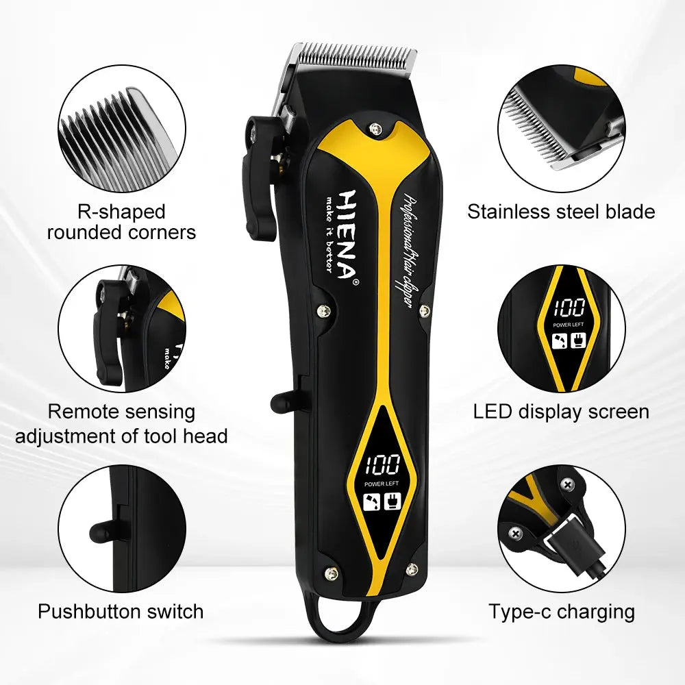 hiena Electric Hair Clipper Hair Cut Maching Wireless Trimmer men Professional Clipper Machine Rechargeable Hair Cut Smart_Life_Tech
