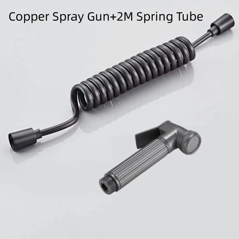 AOLEBEI Black Hygienic Shower Toilet Bidet Spray Gun Set with Dual Outlet Mini Angle Valve for Bathroom Accessories Smart_Life_Tech