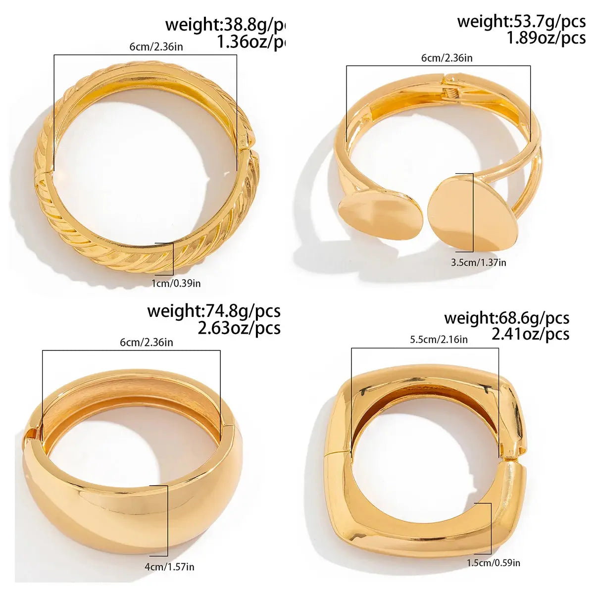 Exaggerated Smooth Heavy Metal Spring Bangles Women Smart_Life_Tech