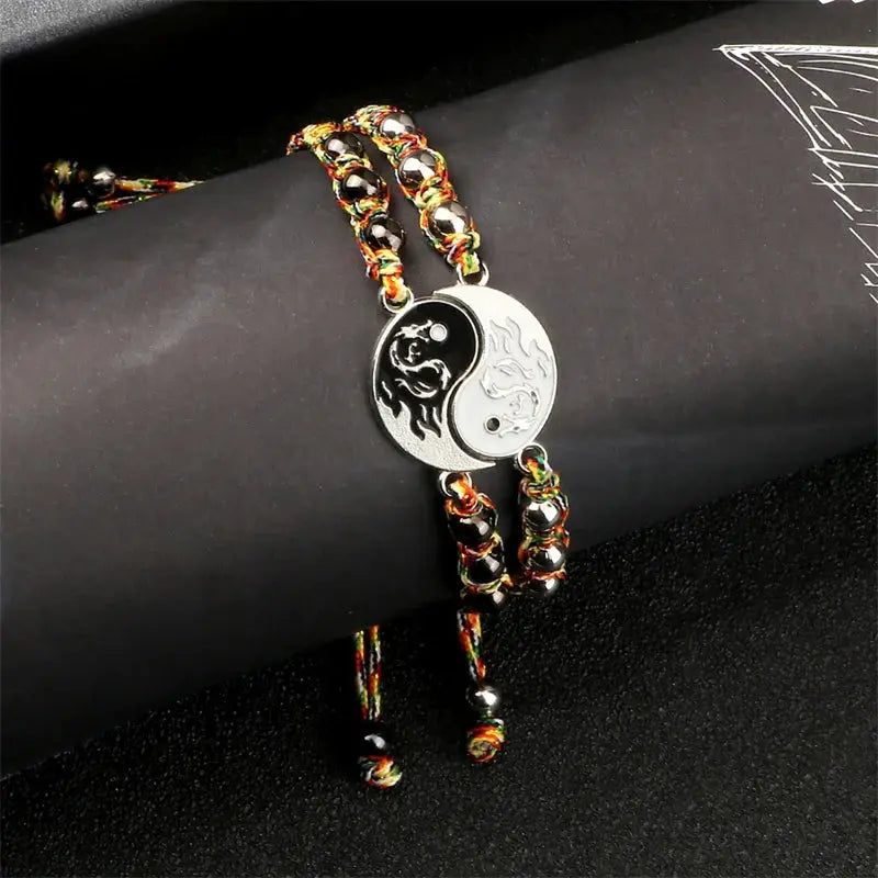 2Pcs/set Dragon Tai Chi Gossip Braided Bracelet for Women Men Best Friends Adjustable Yin Yang Bracelets Fashion Couple Jewelry Smart_Life_Tech