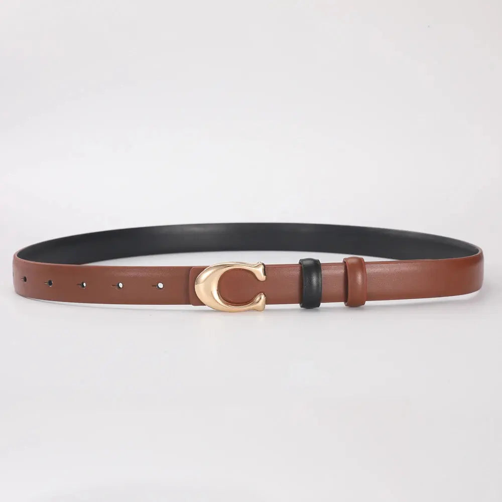High-quality Women's Fashionable Belt C-shaped Buckle Smooth Buckle Temperament Double-sided Gift For Mother Using Belt Smart_Life_Tech