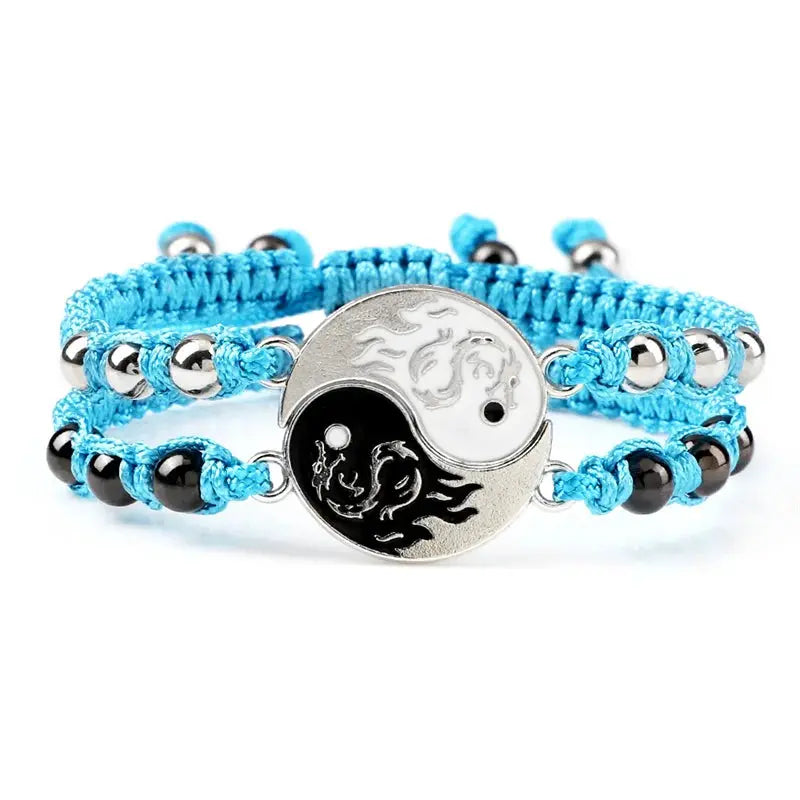 2Pcs/set Dragon Tai Chi Gossip Braided Bracelet for Women Men Best Friends Adjustable Yin Yang Bracelets Fashion Couple Jewelry Smart_Life_Tech