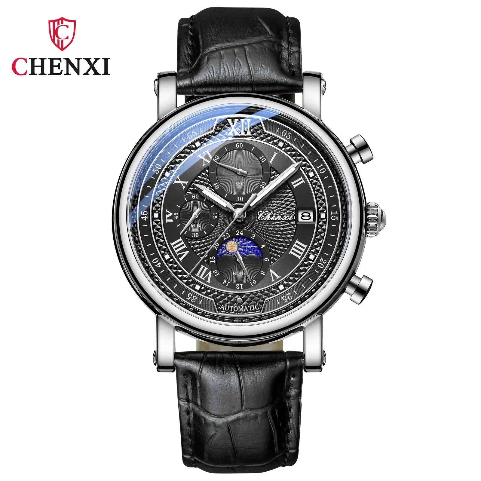 Chenxi 976 Leather Chronograph Date Men's Phase Of The Moon Timing Business Luminous Quartz Watch Relojes para hombres Smart_Life_Tech