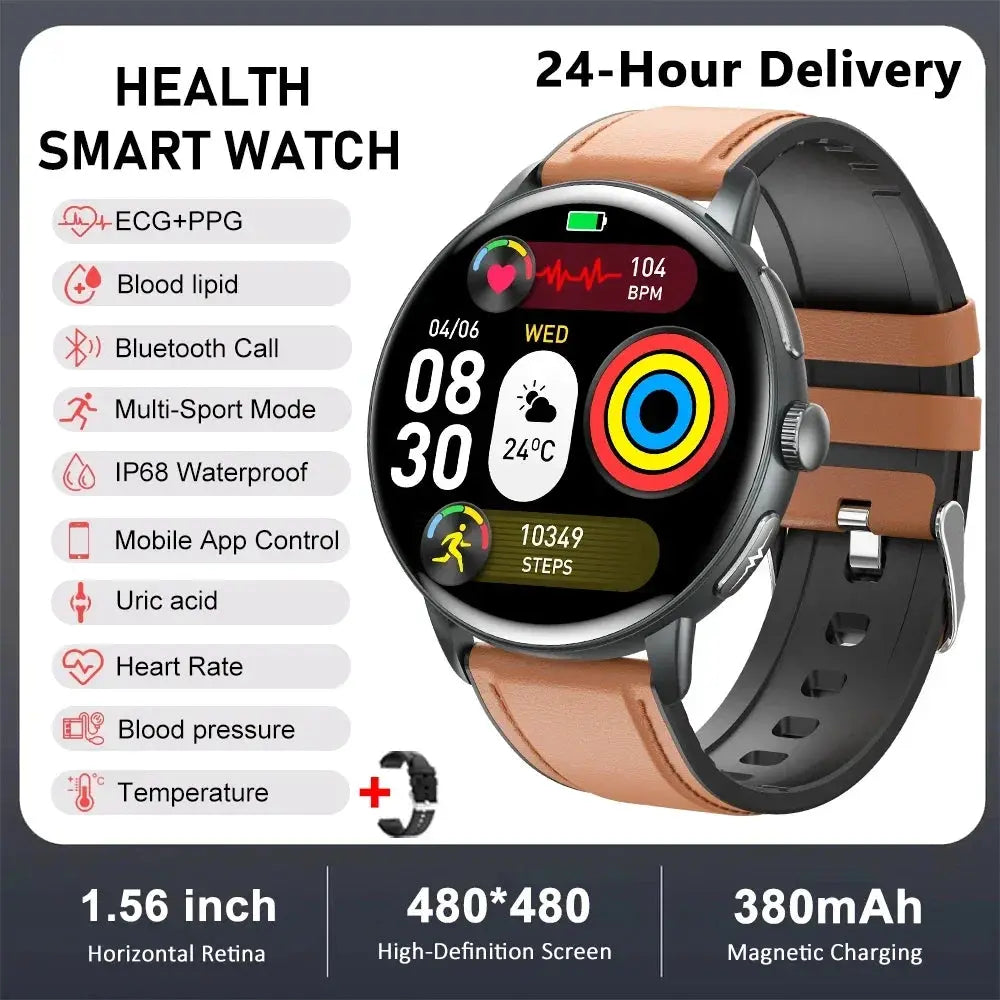 2026 New physical health Analysis Uric Acid Smart Watch Body Fat ECG+PPG BP Blood Oxygen HD Clock BT Call Smart Watch Men Women Smart_Life_Tech