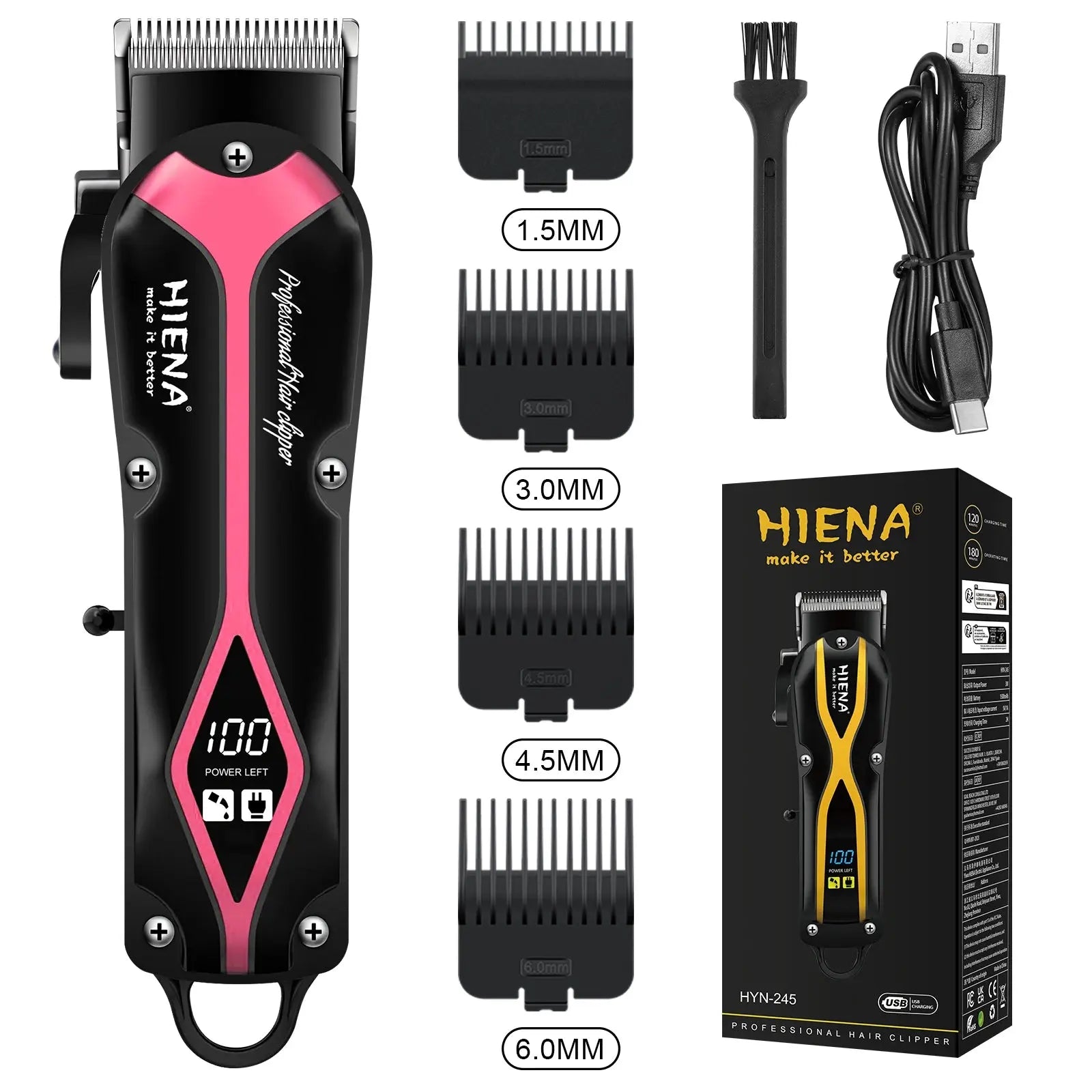 hiena Electric Hair Clipper Hair Cut Maching Wireless Trimmer men Professional Clipper Machine Rechargeable Hair Cut Smart_Life_Tech