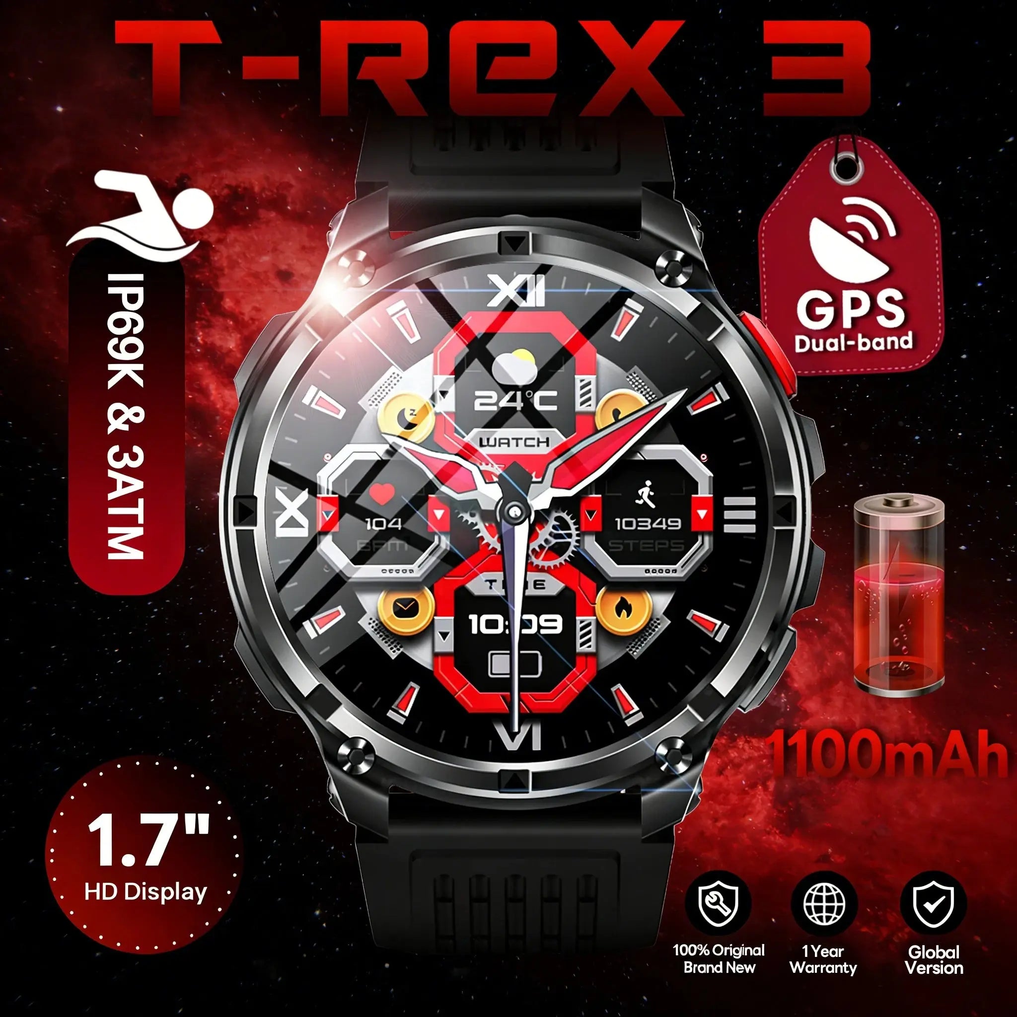 2026 New Military T-Rex3 Ultra 1100mAh Battery Smart Watch 5 ATM Waterproof Compass GPS Sports tracker Outdoors Smartwatches Smart_Life_Tech