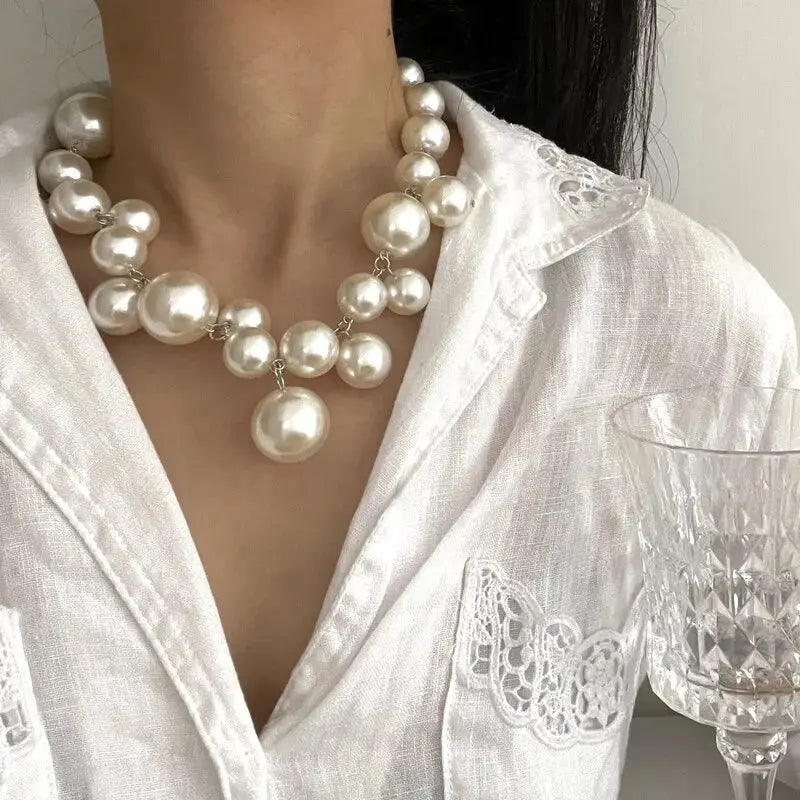 Elegant Imitation Pearl Women's Necklace Big Pearls Beads Choker Necklaces Party Wedding Bride Necklace Jewelry Girls Gifts Smart_Life_Tech