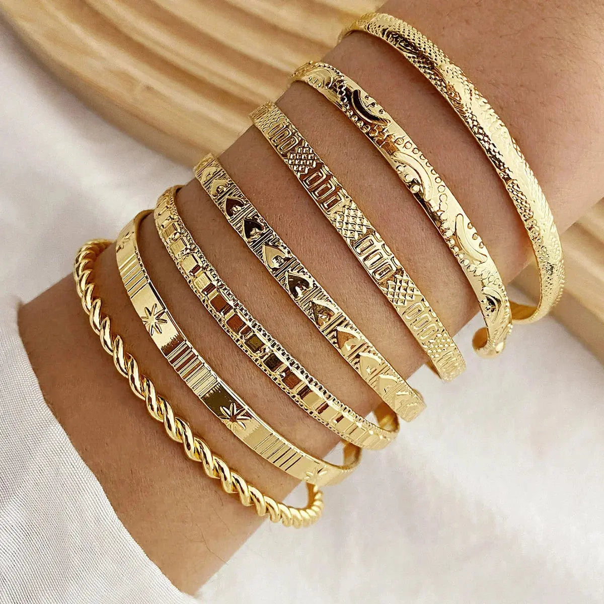 7 Pcs/Set Punk Gold Color Bracelets for Women SmartLifeTech