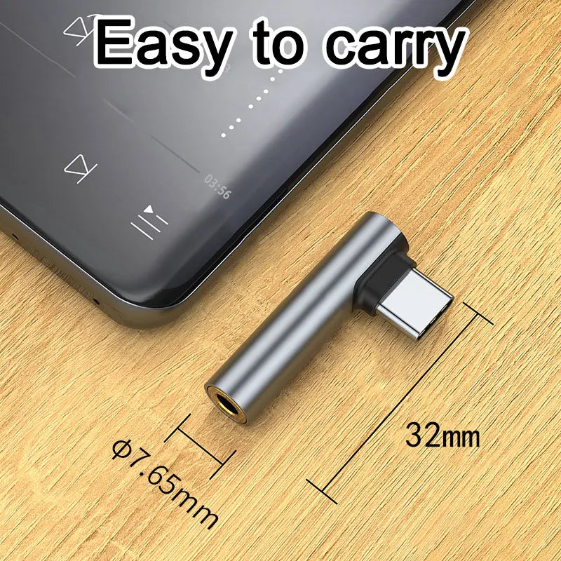Type-C To 3.5mm Headphone Adapter Usb C Audio Earphone Adapter Right Angle HIFI Wired Headset Type C Converter Smart_Life_Tech