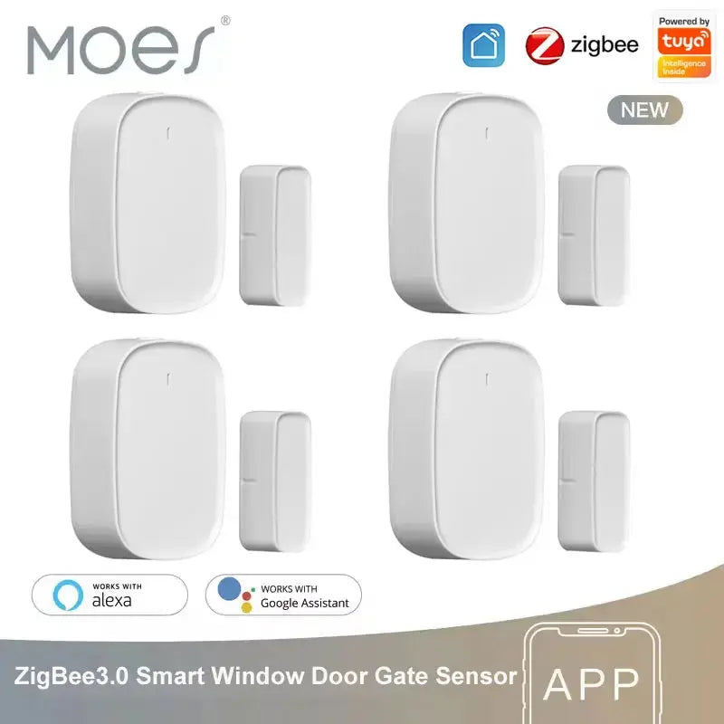 MOES Tuya ZigBee3.0 Smart Window Door Gate Sensor Detector Door Sensor Security Alarm System Smart Life Tuya App Remote Control Smart_Life_Tech
