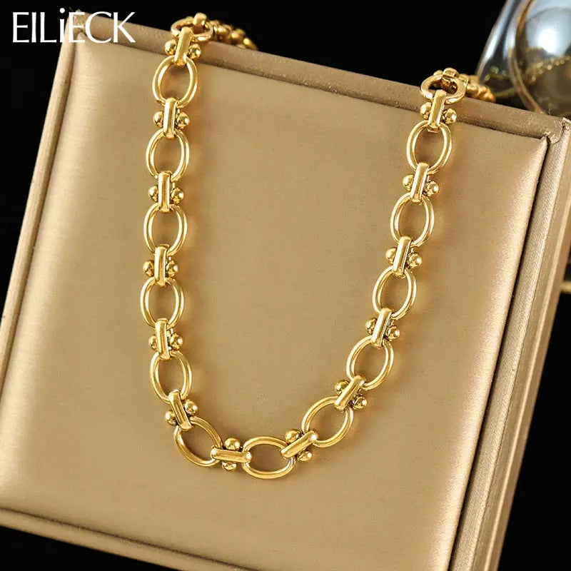 EILIECK 316L Stainless Steel Metal Chain Necklace For Women Fashion 18K Gold Plated Neck Chain Waterproof Jewelry Lady Gift Smart_Life_Tech