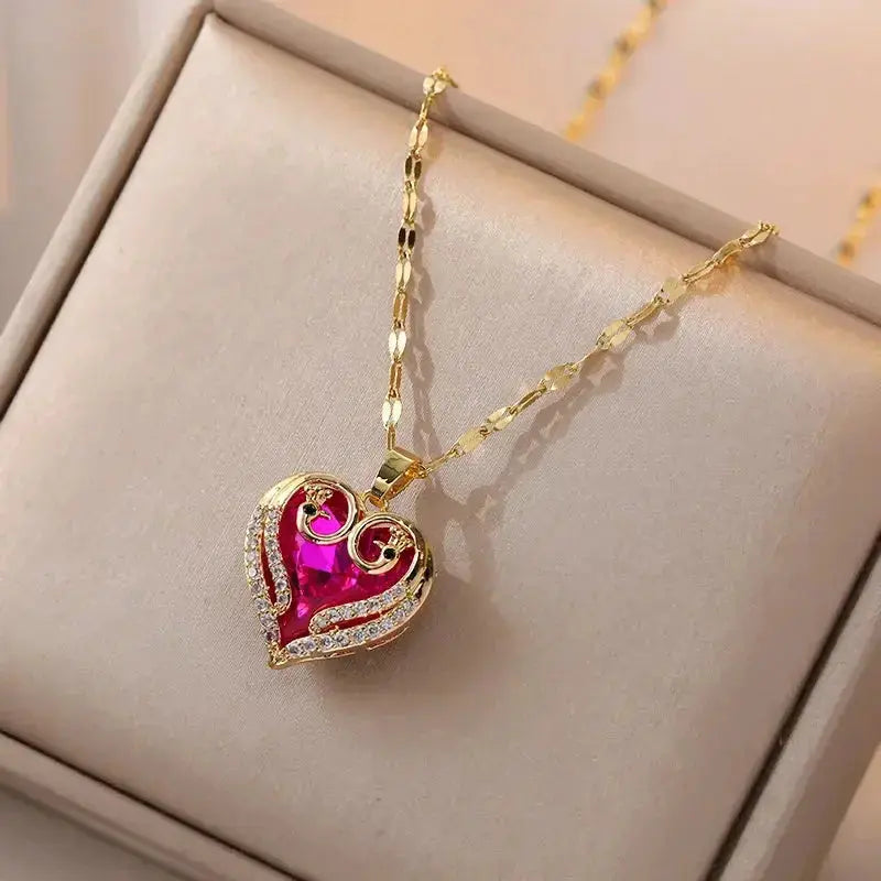 Fashionable and Luxurious Peach Heart Pearl Oyster Necklace, Personalized and Versatile Stainless Steel Clavicle Chain Smart_Life_Tech