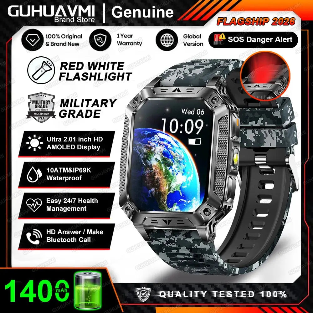2026 New 1400mAh Big Battery Smart Watch Men Outdoor GPS Flashlight 10ATM Waterproof Bluetooth Call AMOLED HD Sports Smartwatch Smart_Life_Tech