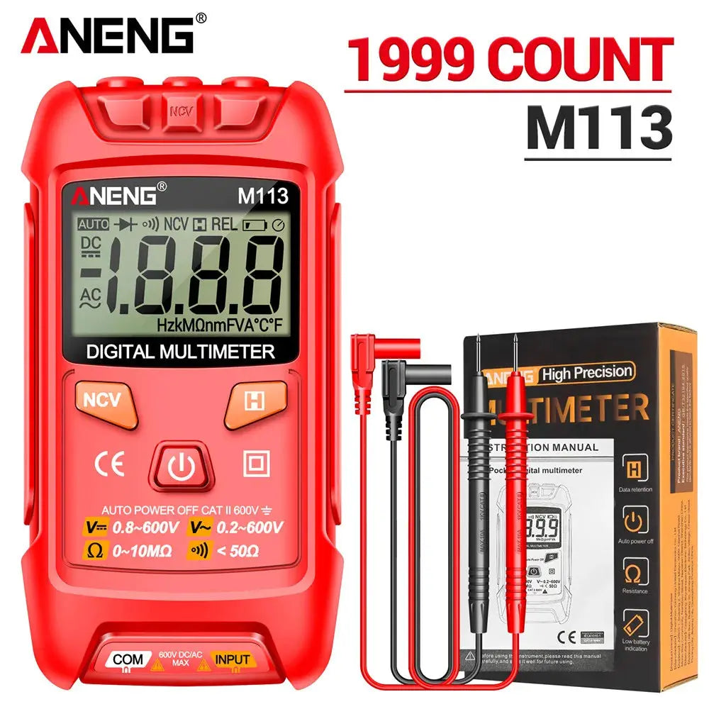 ANENG M113 Inteligent Multimeter 1999 Count Digital AC/DC Voltage Meter Ohm NCV Measuring Mini Instruments Electricity Test Tool Smart_Life_Tech