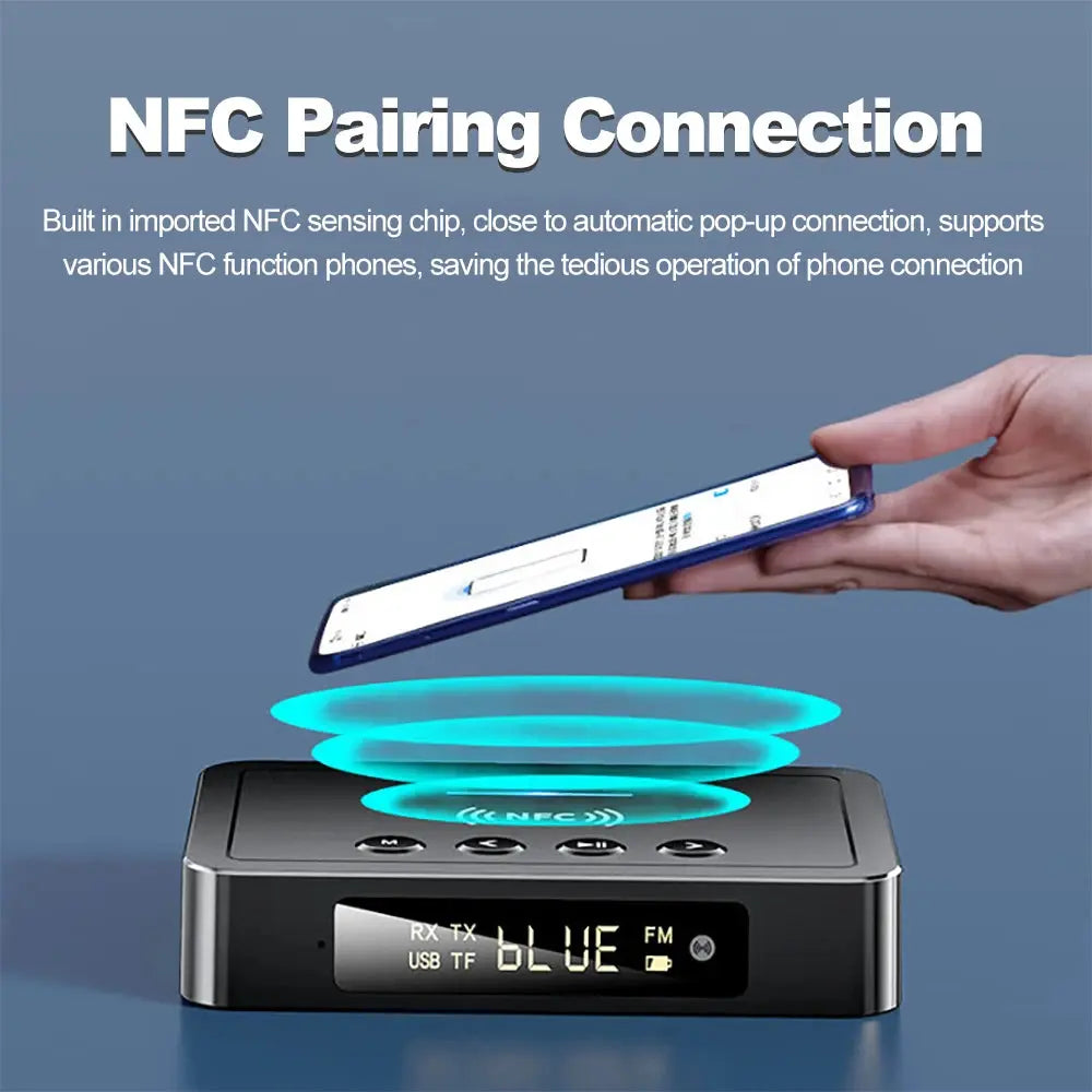 Bluetooth 6.0 Receiver Transmitter FM AUX 3.5mm RCA Fiber Coaxial TF U-Disk Playback Wireless Audio Adapter For TV Car Speaker Smart_Life_Tech