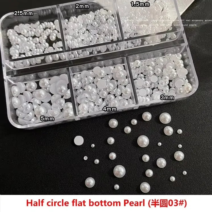 Ribbon Pearl Ball Nail Art Accessories Decorations Tools