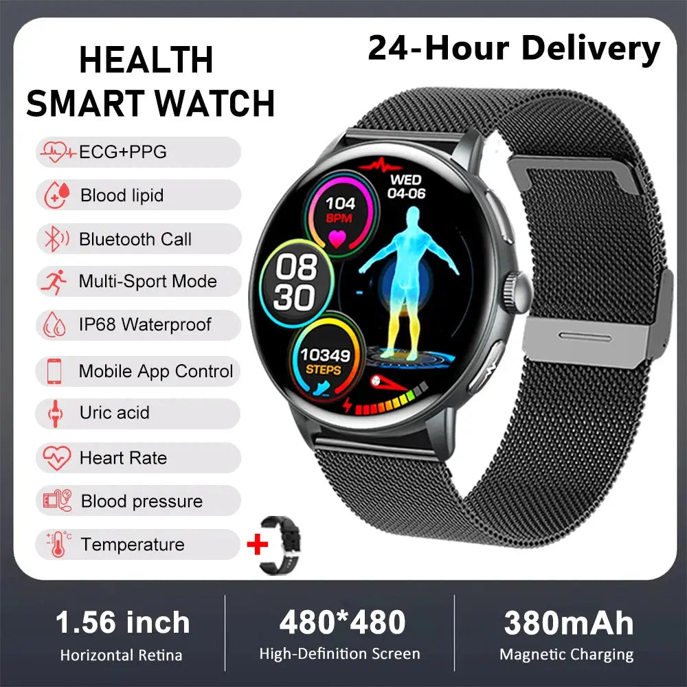 2026 New physical health Analysis Uric Acid Smart Watch Body Fat ECG+PPG BP Blood Oxygen HD Clock BT Call Smart Watch Men Women Smart_Life_Tech