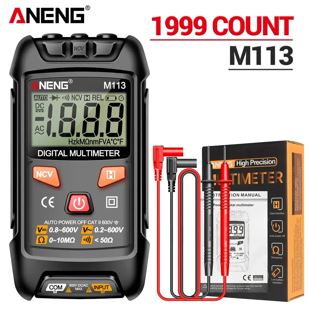 ANENG M113 Inteligent Multimeter 1999 Count Digital AC/DC Voltage Meter Ohm NCV Measuring Mini Instruments Electricity Test Tool Smart_Life_Tech