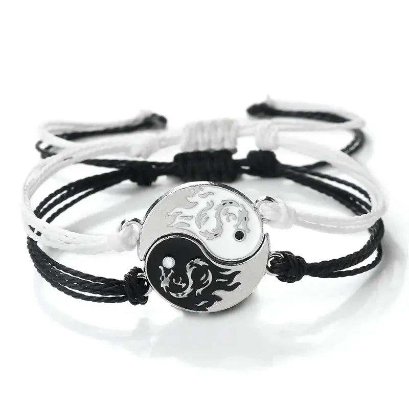 2Pcs/set Dragon Tai Chi Gossip Braided Bracelet for Women Men Best Friends Adjustable Yin Yang Bracelets Fashion Couple Jewelry Smart_Life_Tech