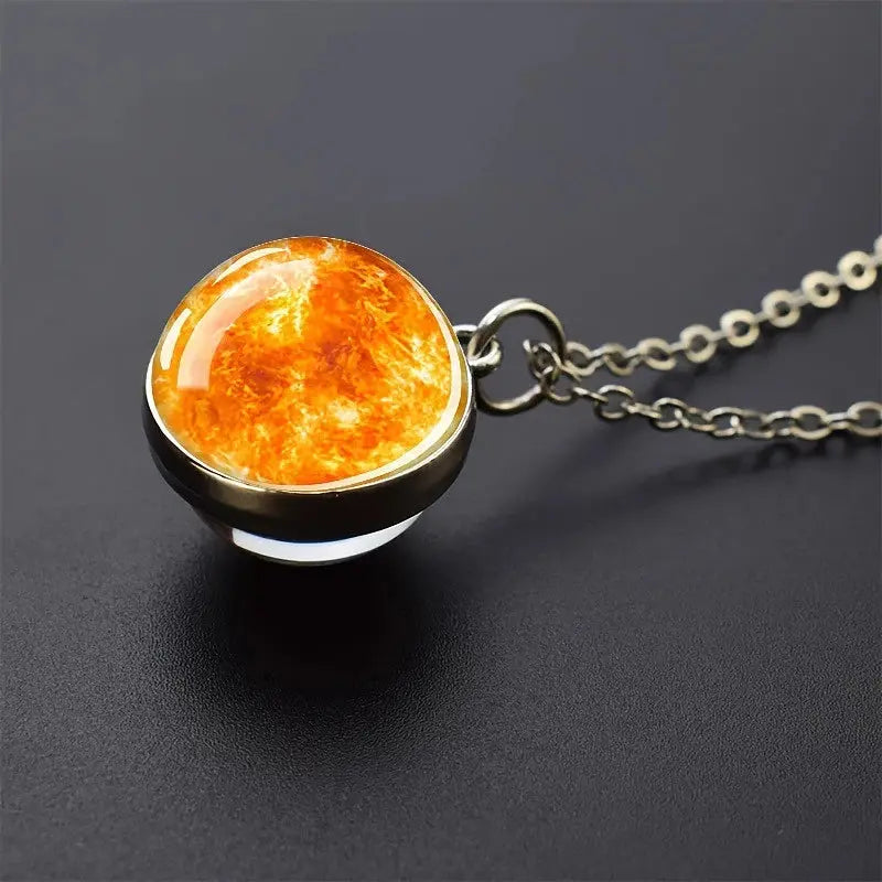 Funny Solar System Planet Necklace Moon Earth Saturn Jupiter Glass Button Pendant Necklace Universe Nebula Space Jewelry Smart_Life_Tech