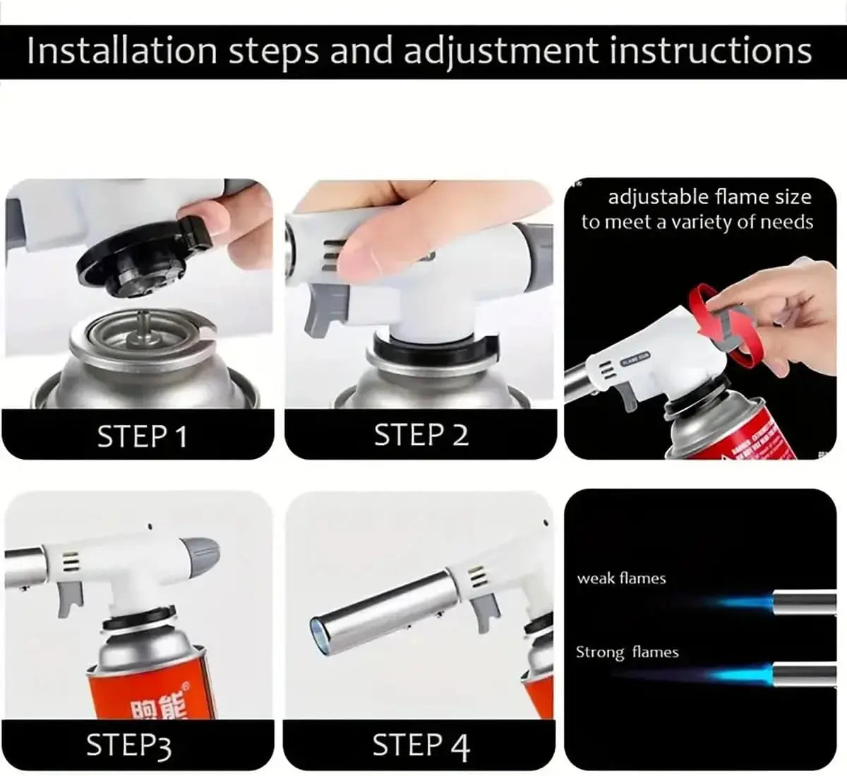 Camping Baking Barbecue Gas Torch Welding Fire Maker Lighter Butane Burner Flame Metal Flame Gun WeldingTorch Lighter Heating Smart_Life_Tech