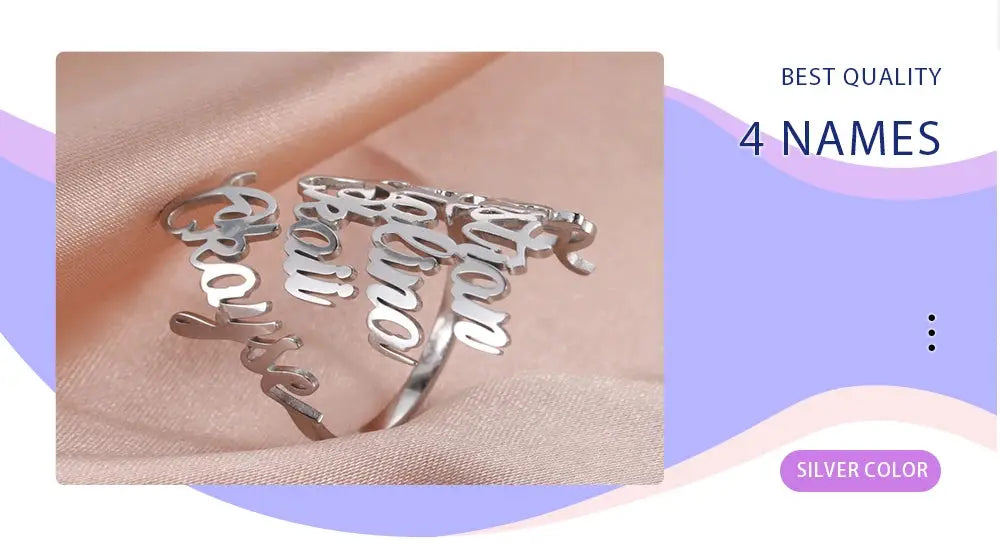 Custom Double First Name Finger Ring For Women Men Personalized Couple Family Gift Gold Color Stainless Steel Metal Jewelry Smart_Life_Tech