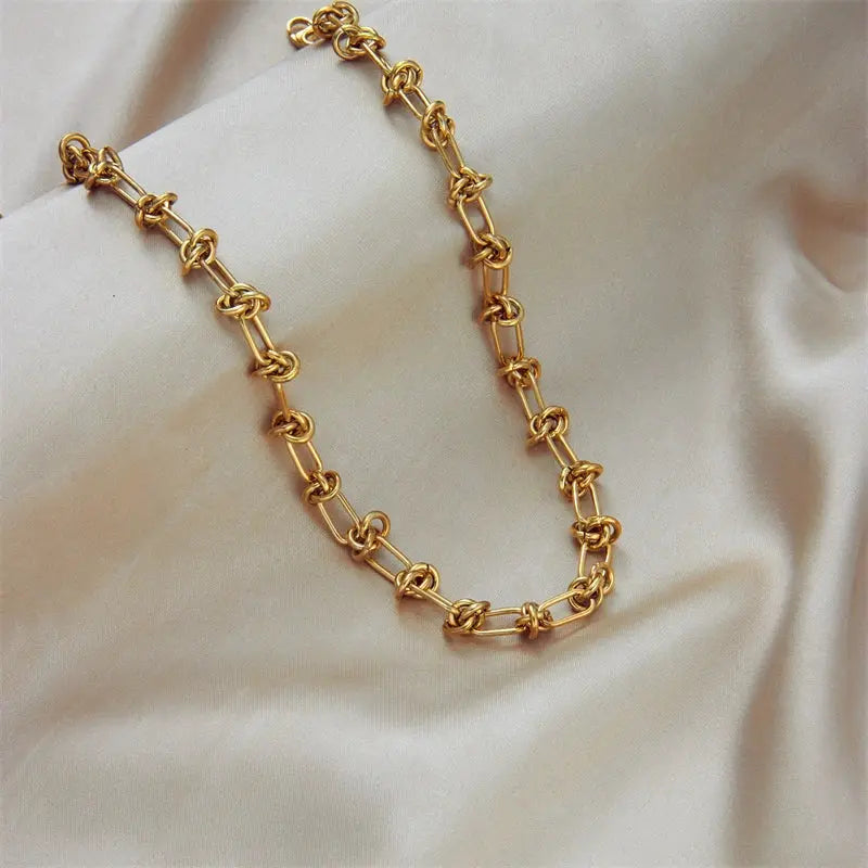 DIEYURO 316L Stainless Steel Gold Silver Color Twist Knot Necklace Bracelets For Womens Girl New Fashion Non-fading Jewelry Set Smart_Life_Tech