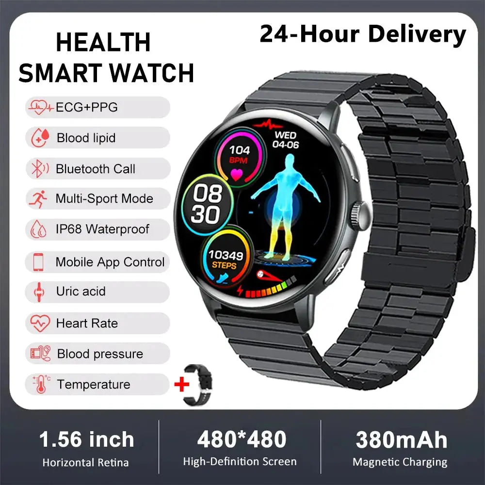 2026 New physical health Analysis Uric Acid Smart Watch Body Fat ECG+PPG BP Blood Oxygen HD Clock BT Call Smart Watch Men Women Smart_Life_Tech