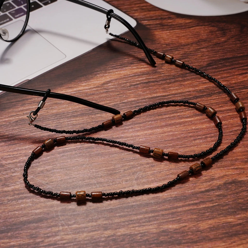 2022 New Wooden Beaded Glasses Chain for Women Fashion Lanyard Acrylic Mask Sunglassses  Strap Cord Hanging Neck Hold