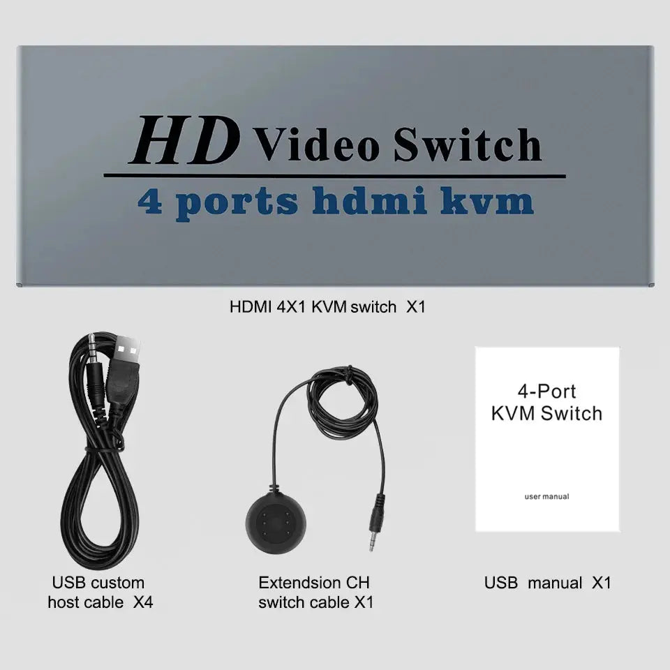 4K Switch KVM HDMI Switcher 4-port USB HDMI KVM Switch 4X1 4kX2K/30HZ HDCP 1.2 for PC laptop windows&macs Smart_Life_Tech