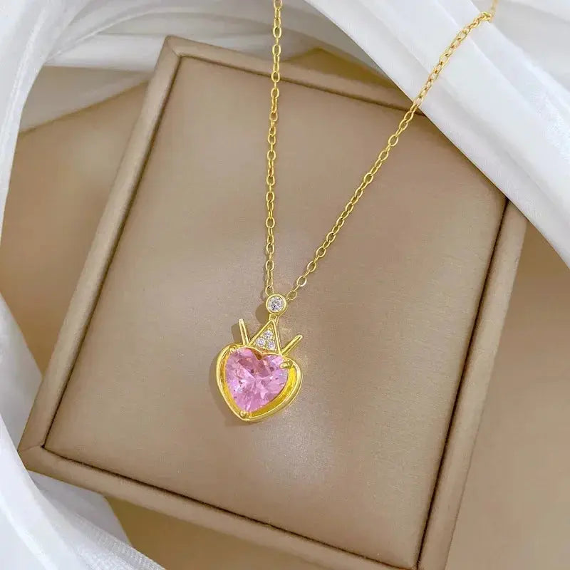 Fashionable and Luxurious Peach Heart Pearl Oyster Necklace, Personalized and Versatile Stainless Steel Clavicle Chain Smart_Life_Tech