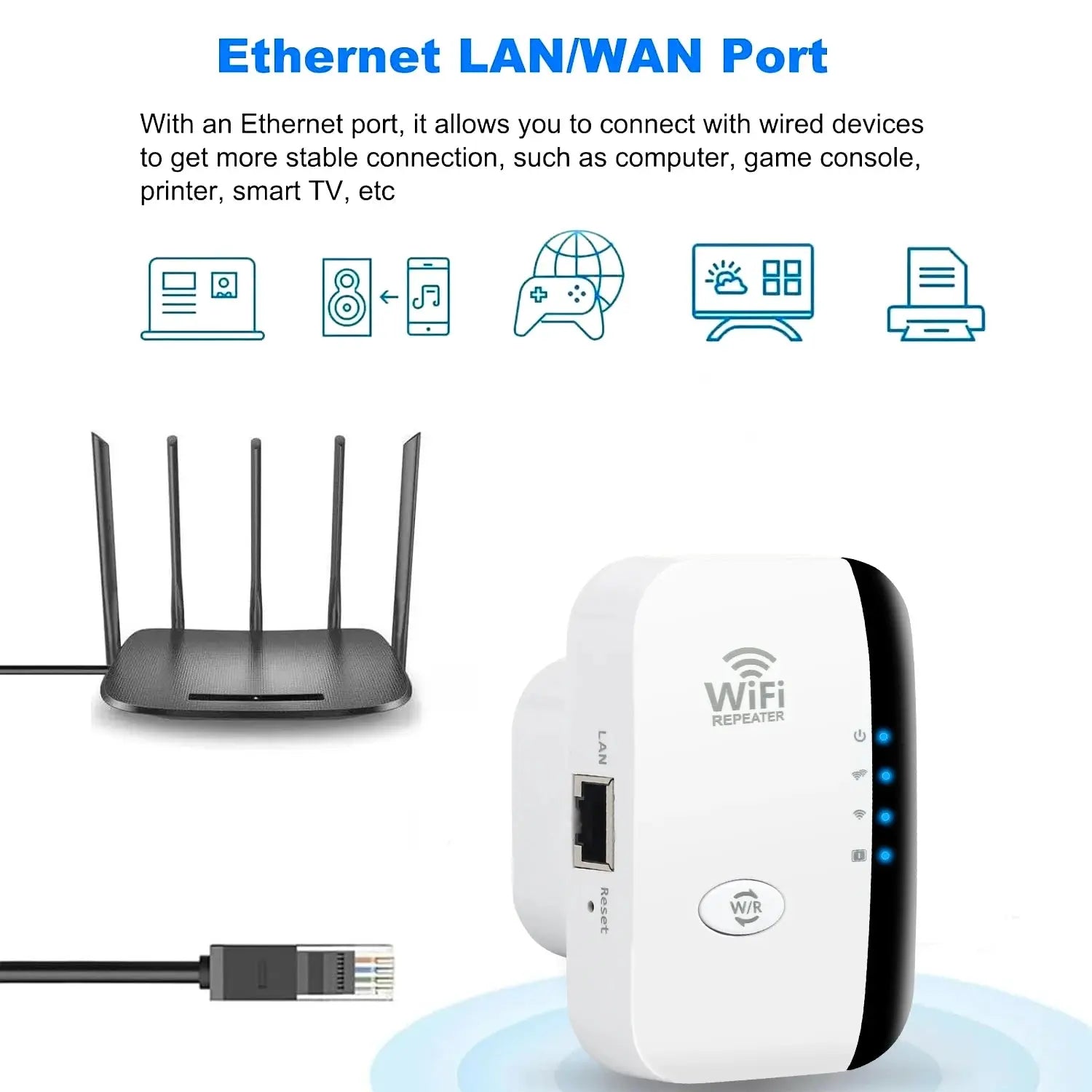300Mbps WiFi Repeater High-Speed Expansion WiFi Signal Booster Built-in Antenna Repeater & Extender for Stable Wall-Penetrating Smart_Life_Tech